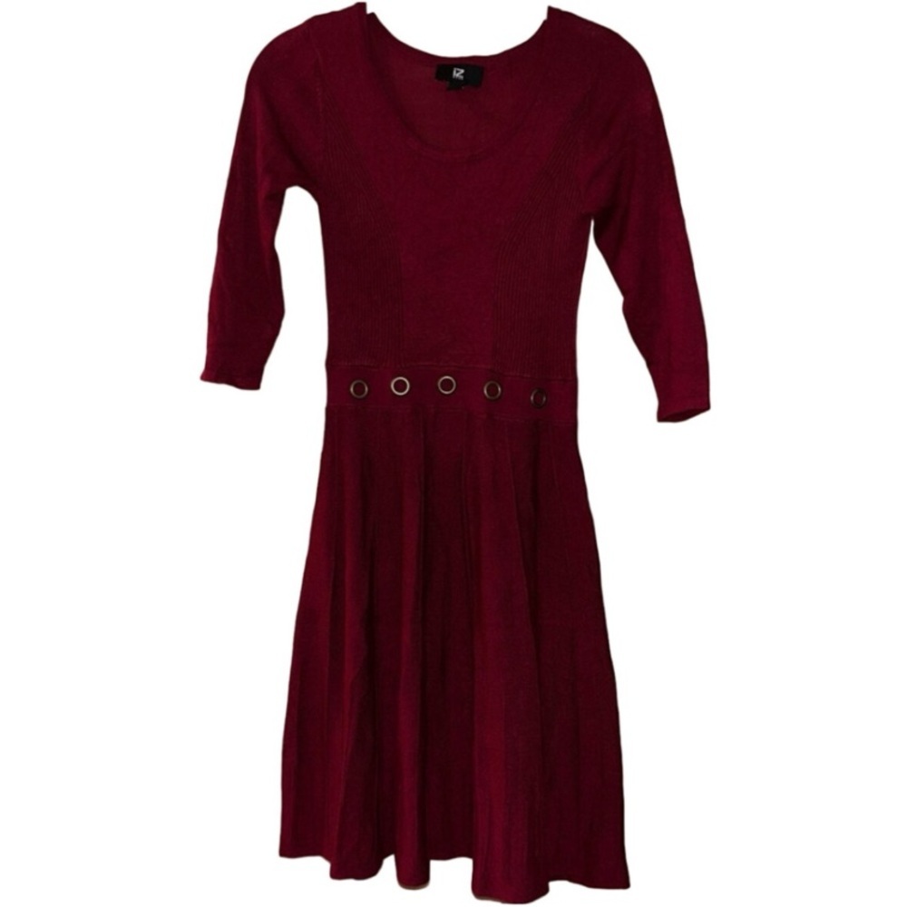IZ Byer Red Quarter Sleeve Skater Dress Sz XS